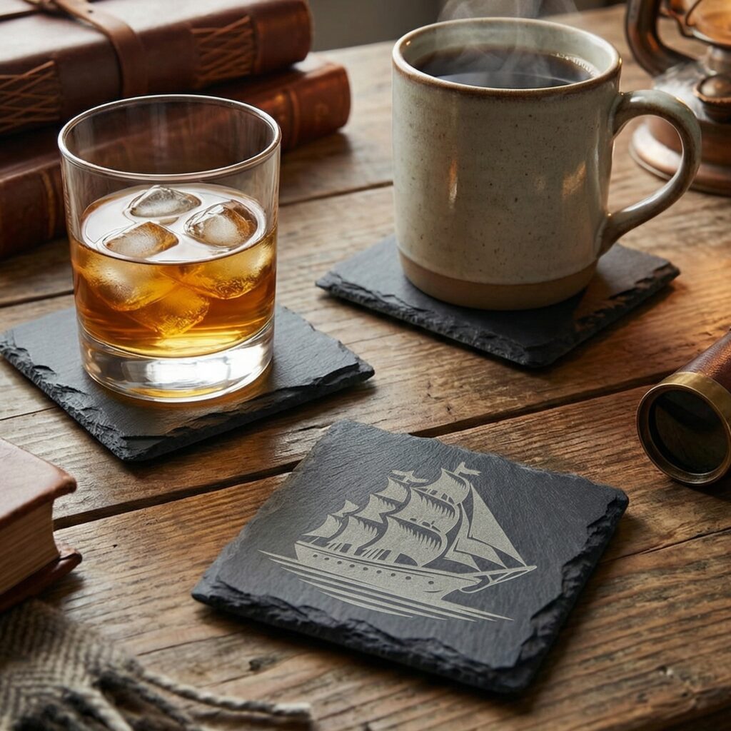 Persoonlijke gegraveerde leisteen onderzetters