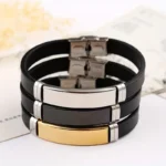Stoere Siliconen Armband met Gravure! ( zwart, zilver, goud )