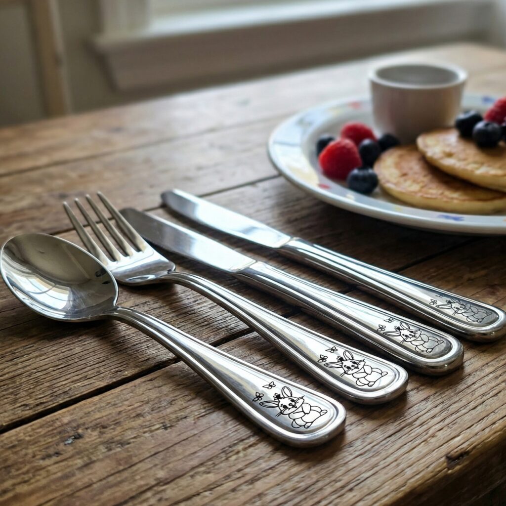 Gegraveerde kinderbestek set