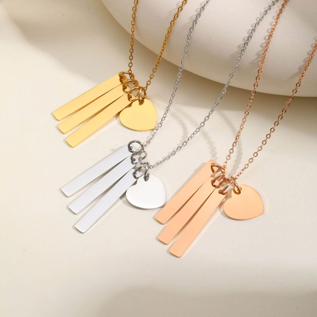 rvs gepersonaliseerde ketting met dubbele hanger gravure